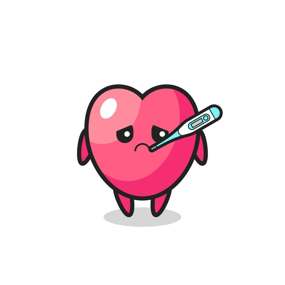heart symbol mascot character with fever condition vector