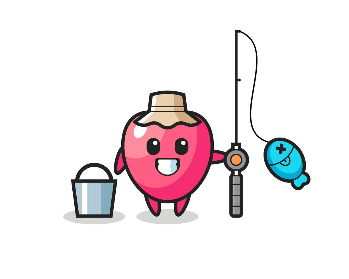 Mascot character of heart symbol as a fisherman vector
