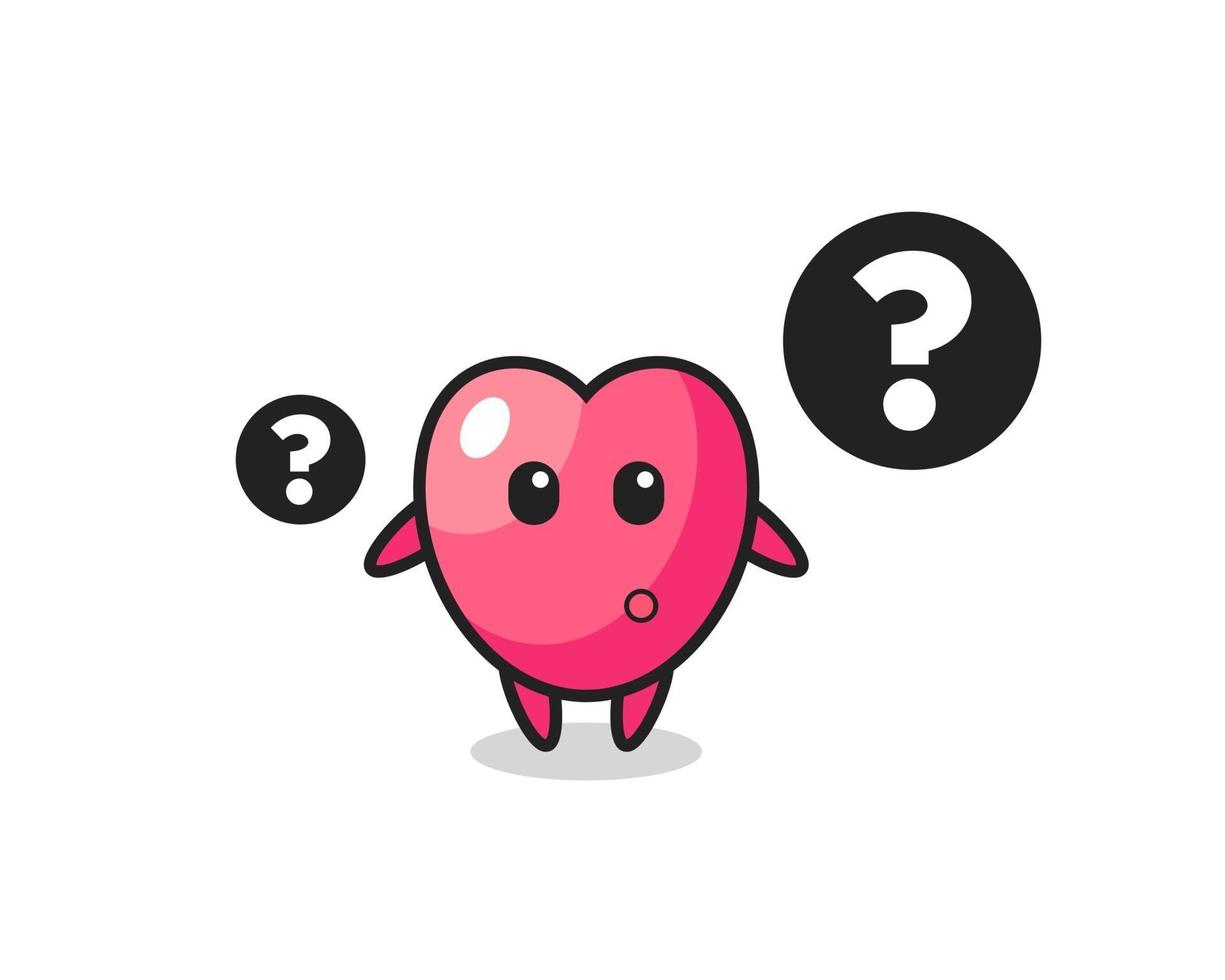 Cartoon Illustration of heart symbol with the question mark vector