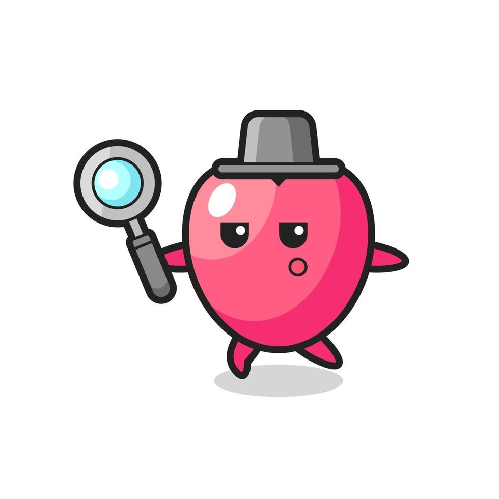 heart symbol cartoon character searching with a magnifying glass vector