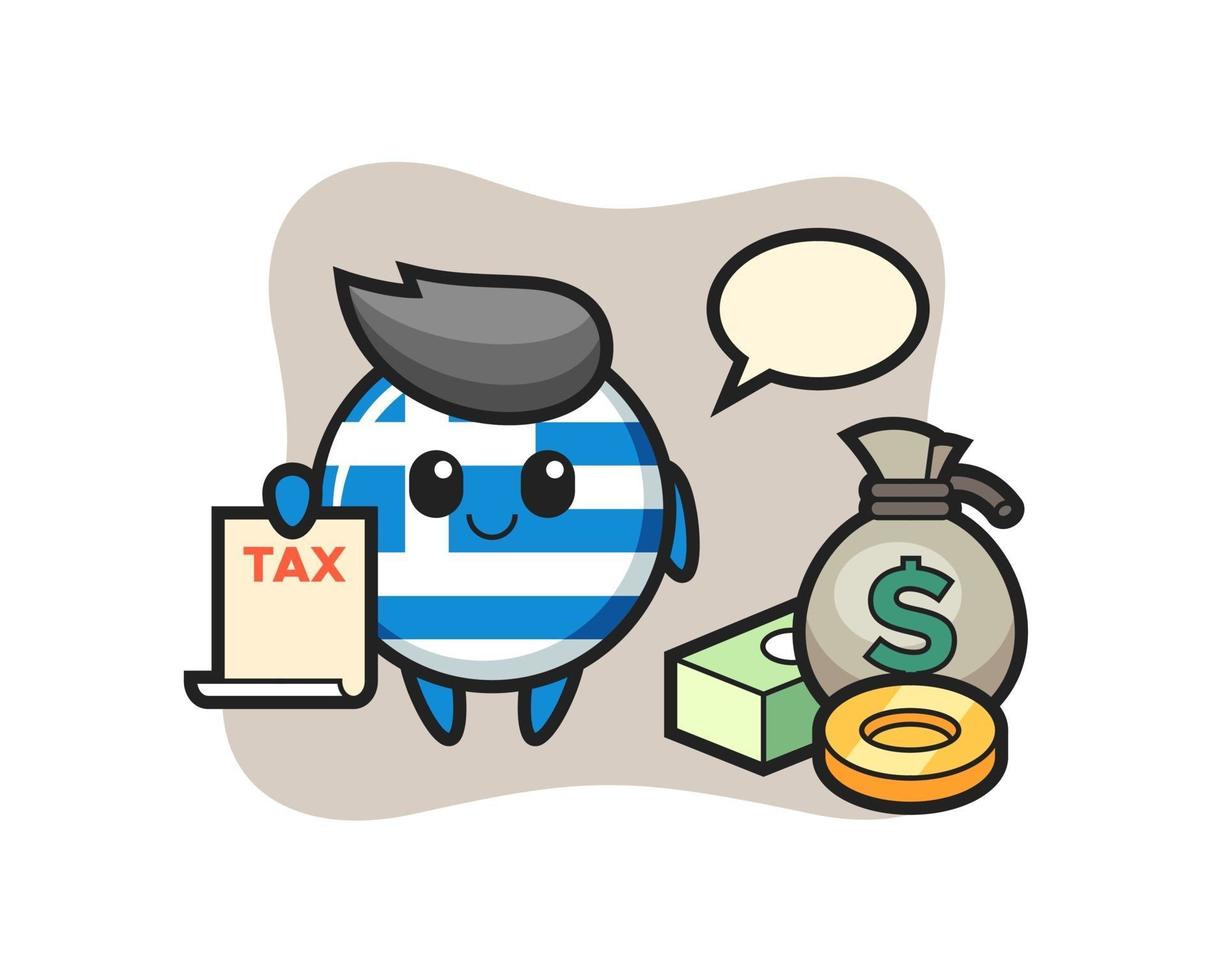 Character cartoon of greece flag badge as a accountant vector