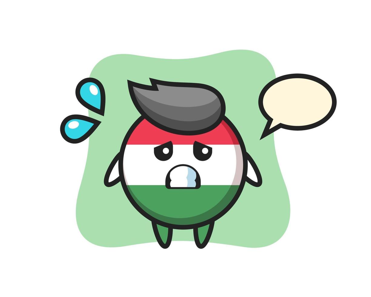 hungary flag badge mascot character with afraid gesture vector