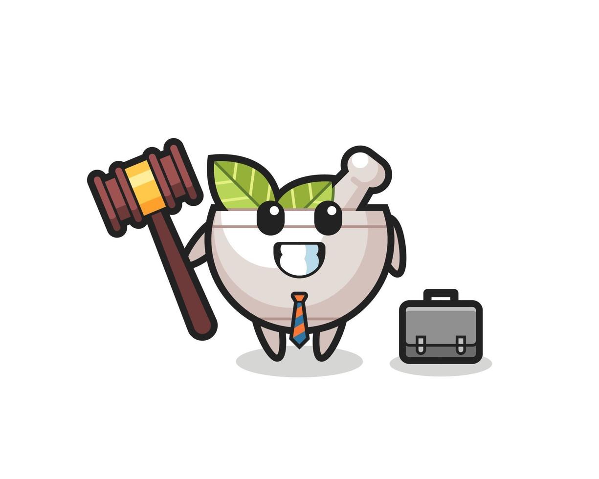 Illustration of herbal bowl mascot as a lawyer vector