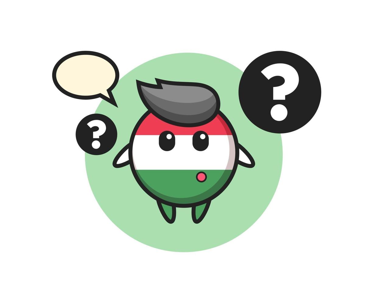 Cartoon Illustration of hungary flag badge with the question mark vector