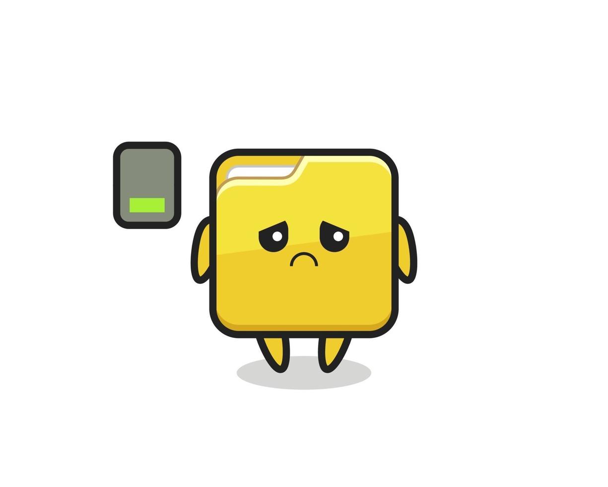 Personaje de mascota de carpeta haciendo un gesto cansado vector