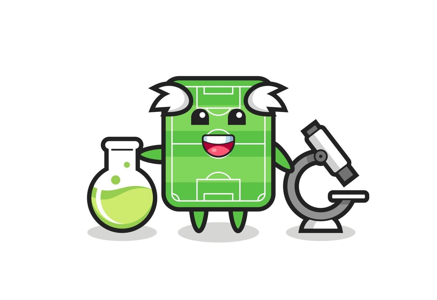 Mascot character of football field as a scientist vector