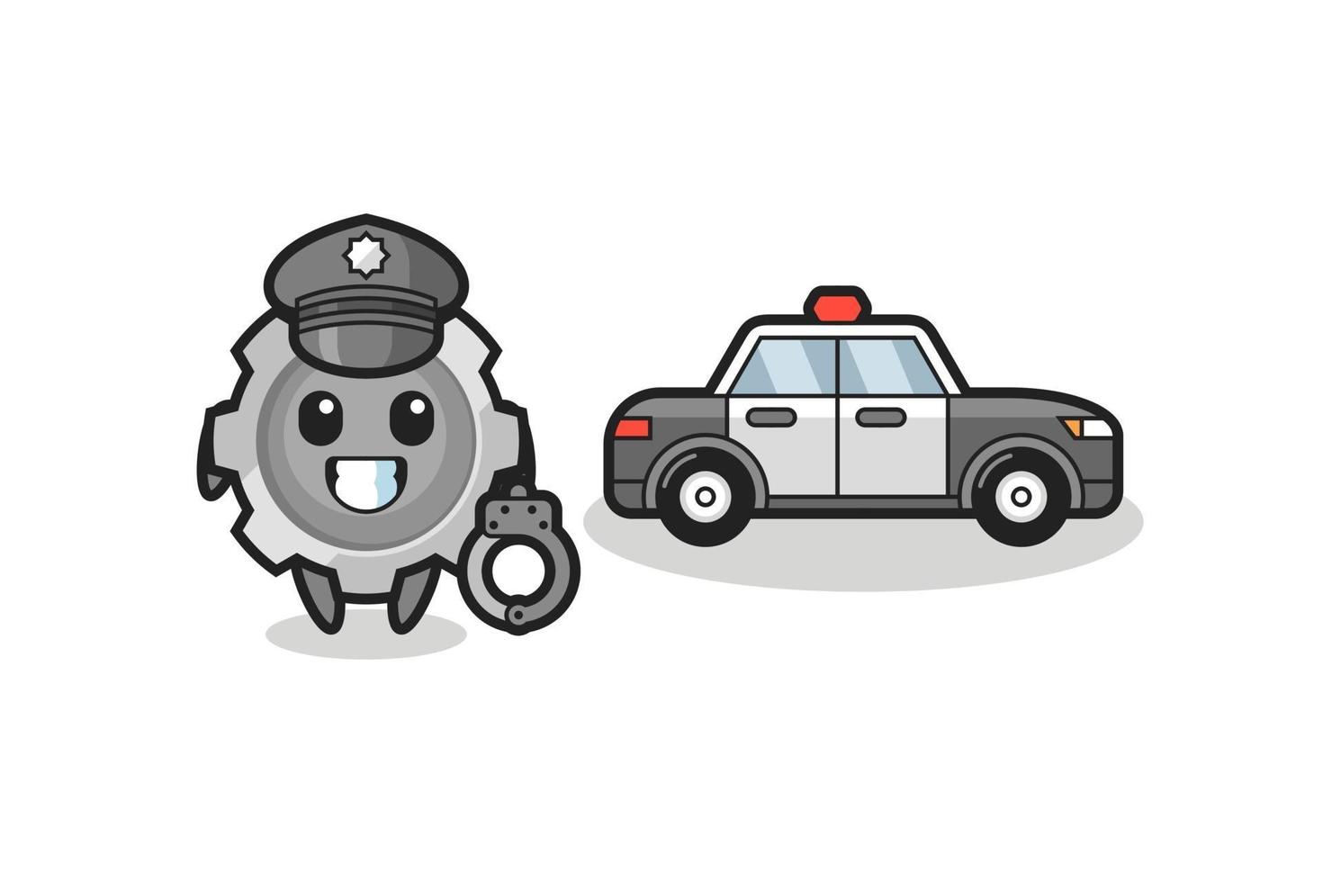 Cartoon mascot of gear as a police vector
