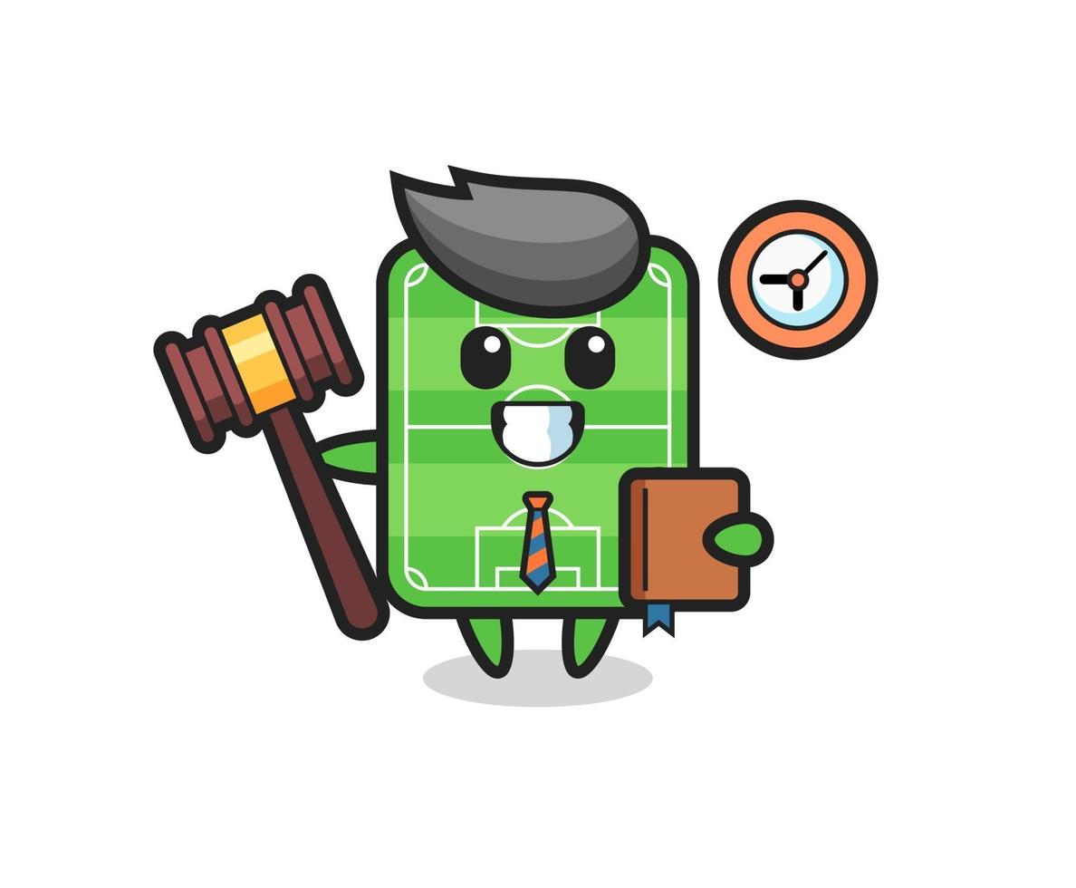 Mascot cartoon of football field as a judge vector