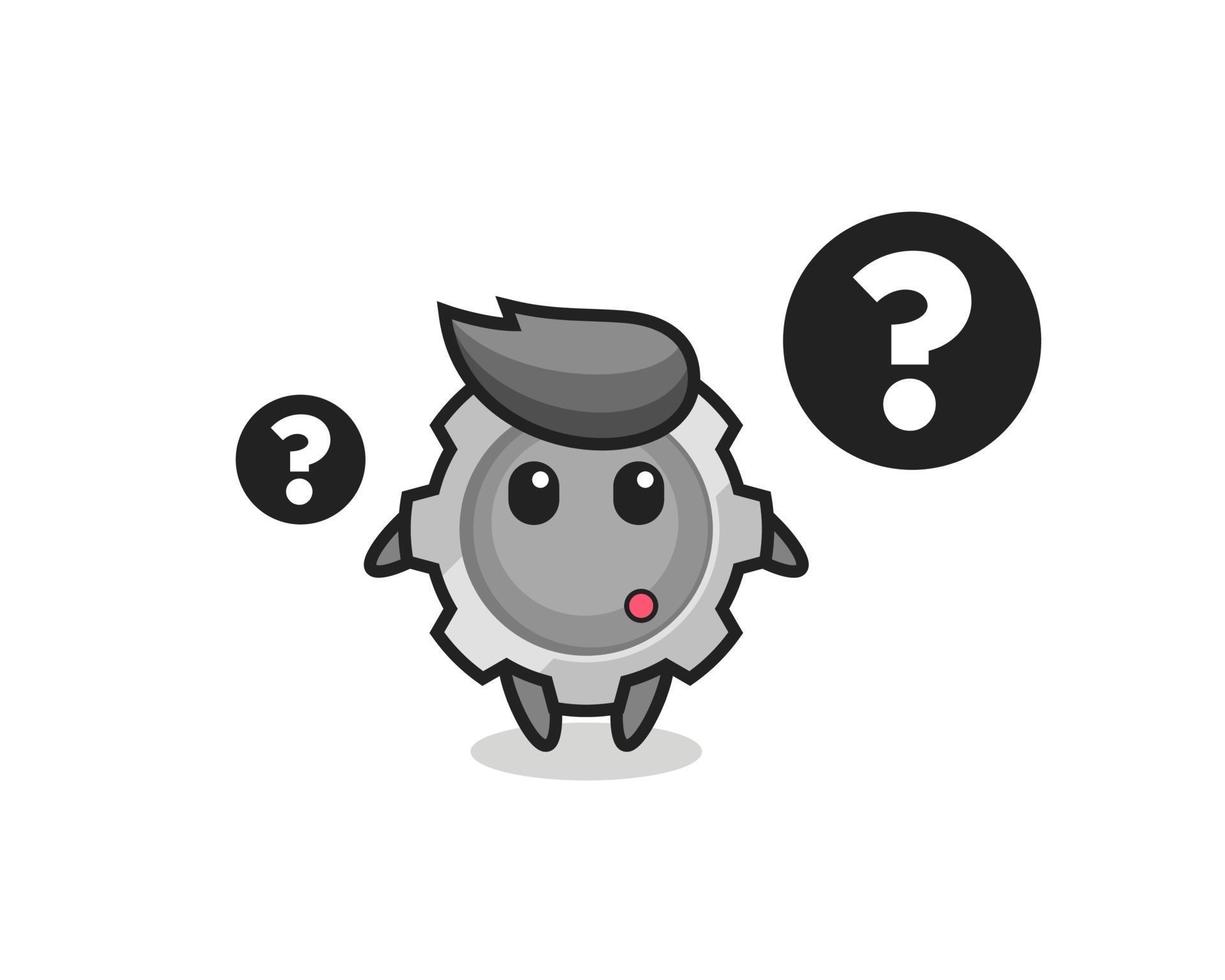 Cartoon Illustration of gear with the question mark vector