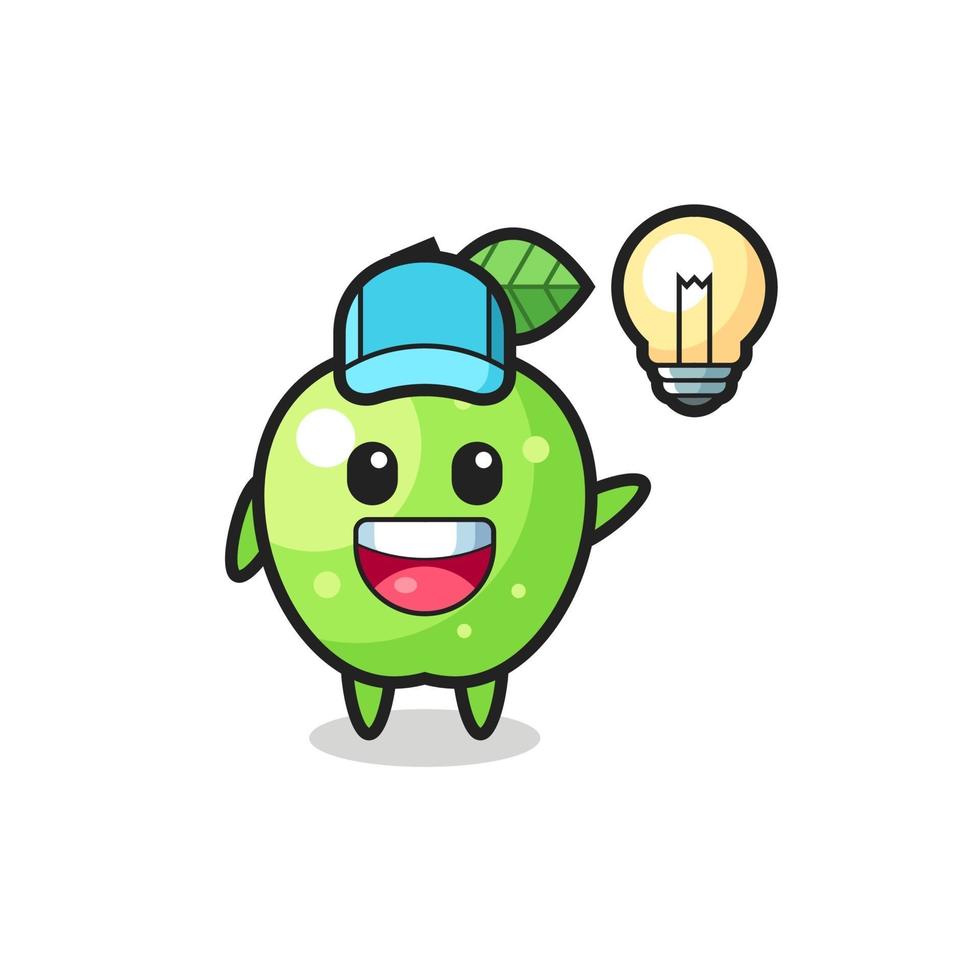 green apple character cartoon getting the idea vector