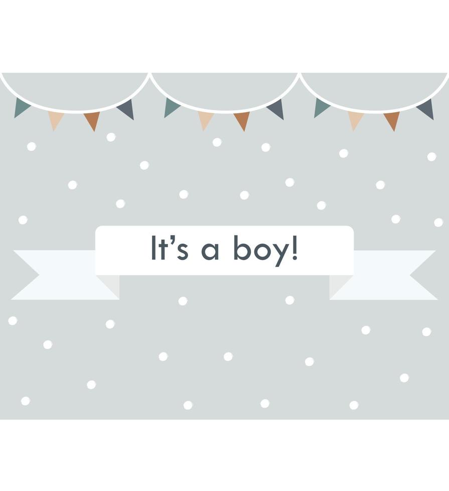 Flags and ribbon with words It's a boy vector