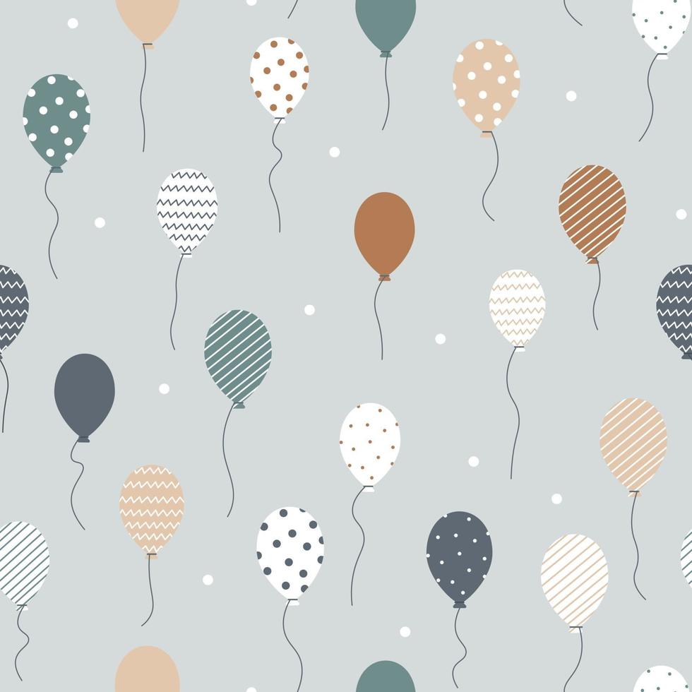 Seamless pattern, flying balloons with geometric patterns vector