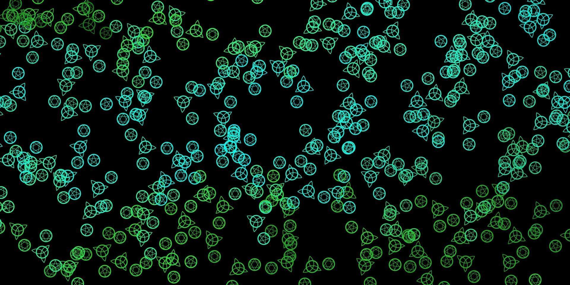 Dark Green vector template with esoteric signs.