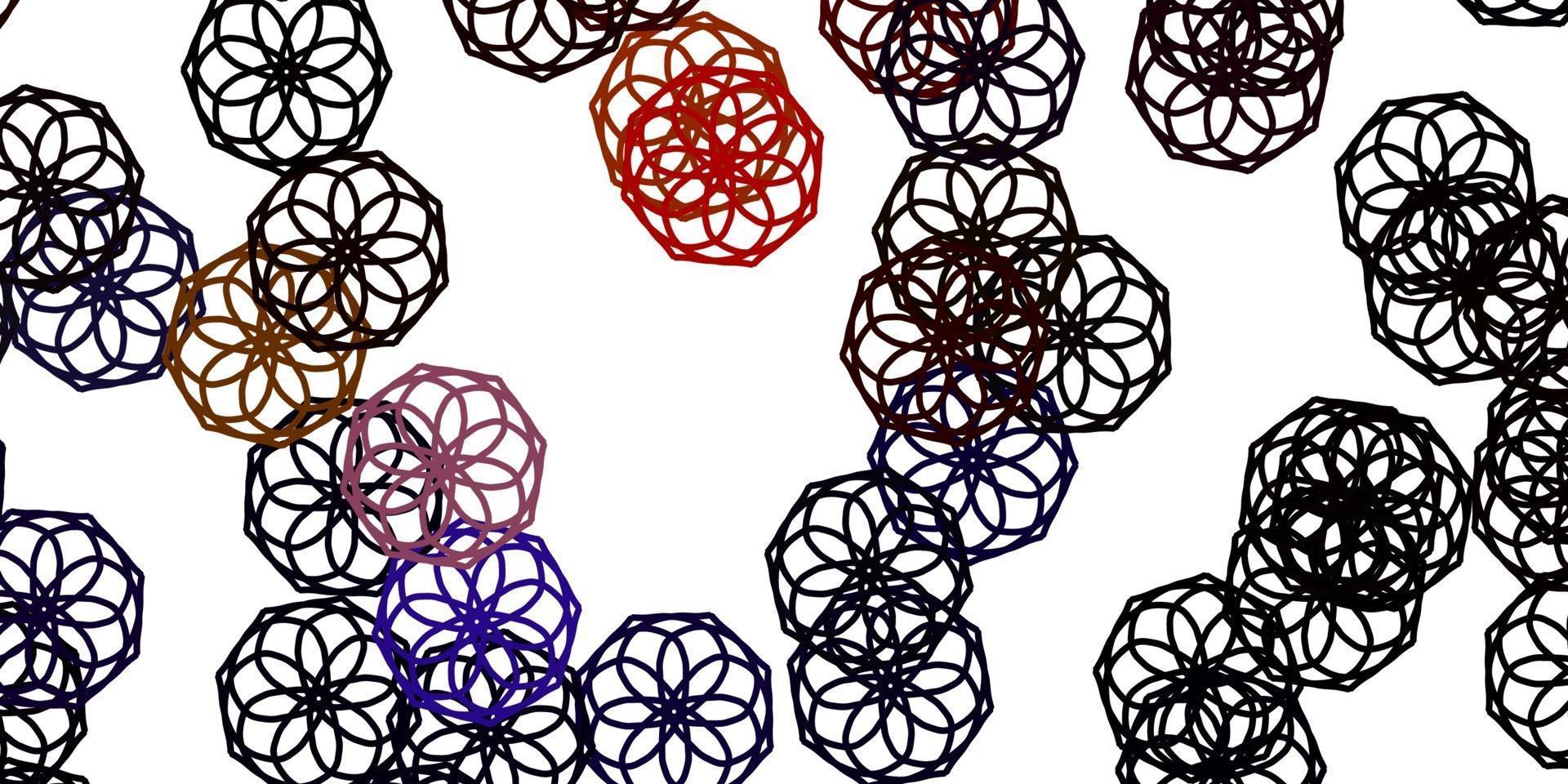 textura de doodle de vector multicolor claro con flores.