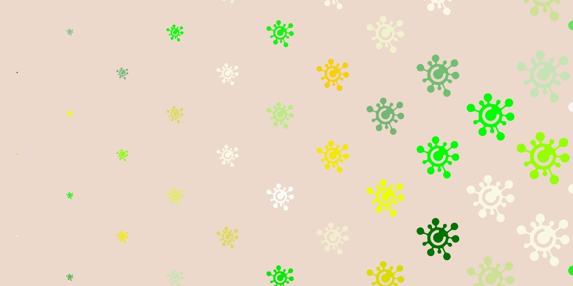 Light Green, Yellow vector pattern with coronavirus elements.