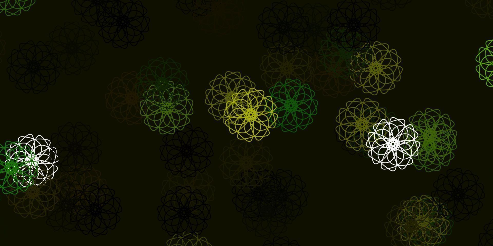 Light Green, Yellow vector doodle background with flowers.