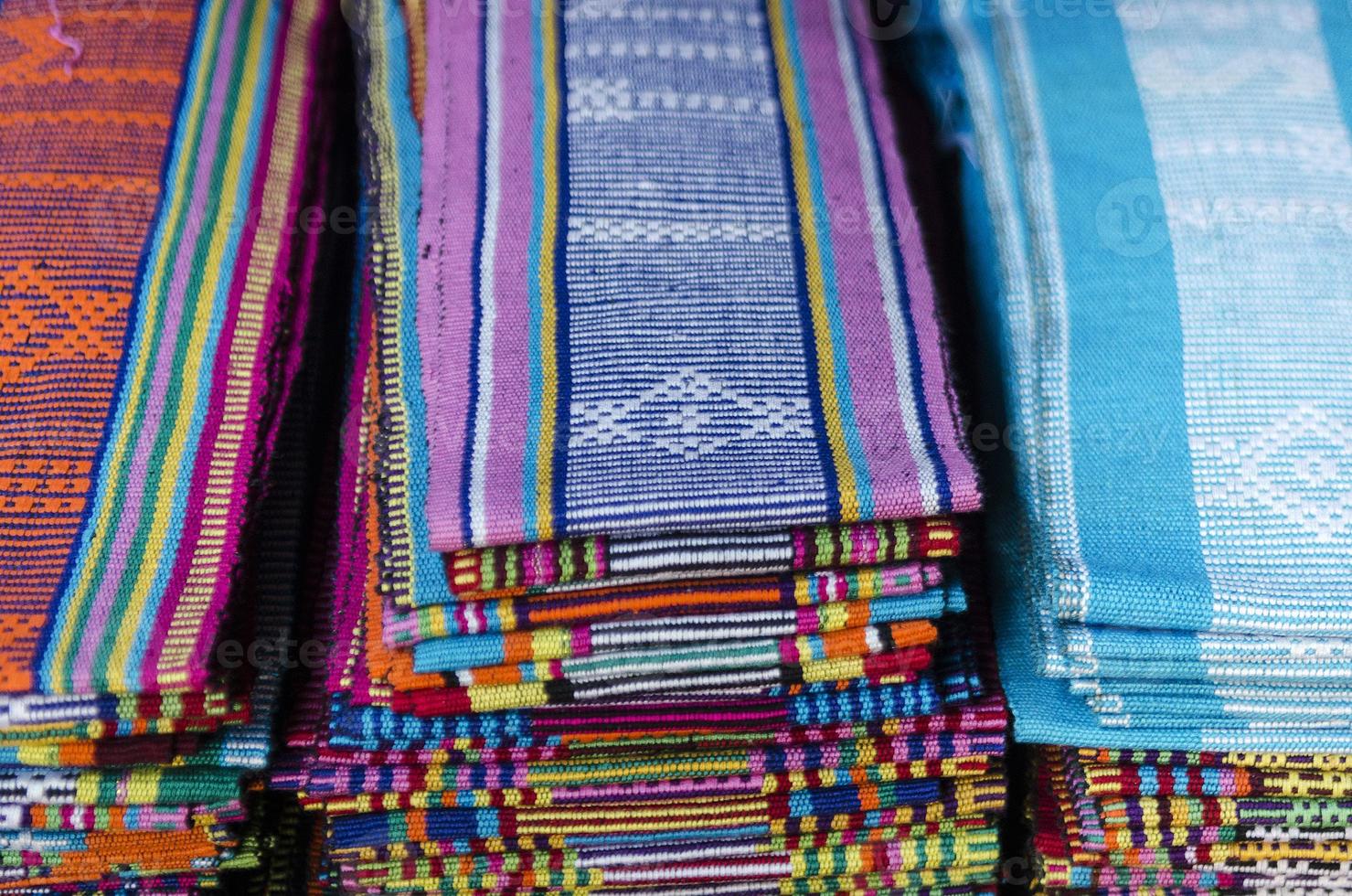 Traditional woven Tais fabric scarves in Dili souvenir market east Timor Leste photo