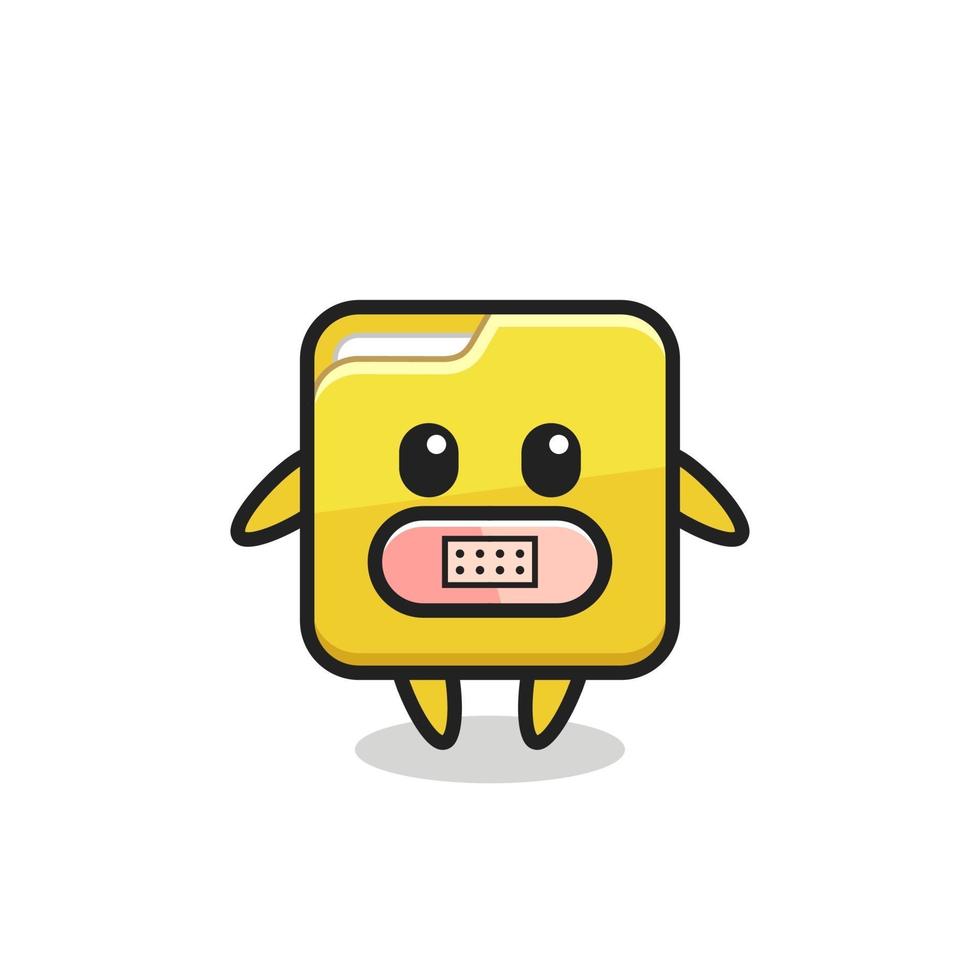 Cartoon Illustration of folder with tape on mouth vector