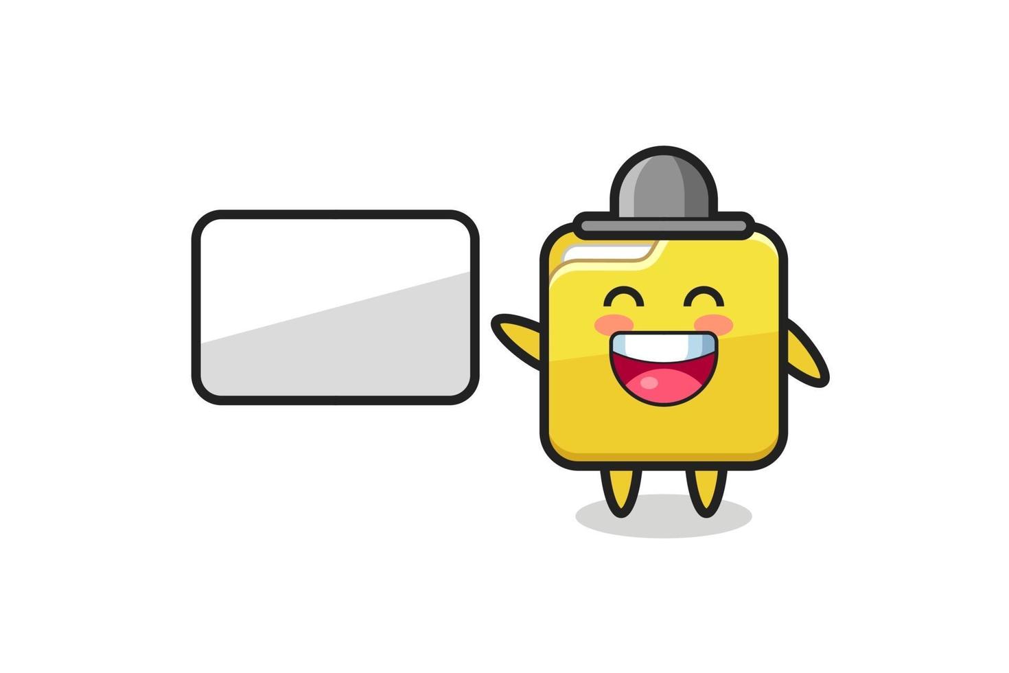 folder cartoon illustration doing a presentation vector