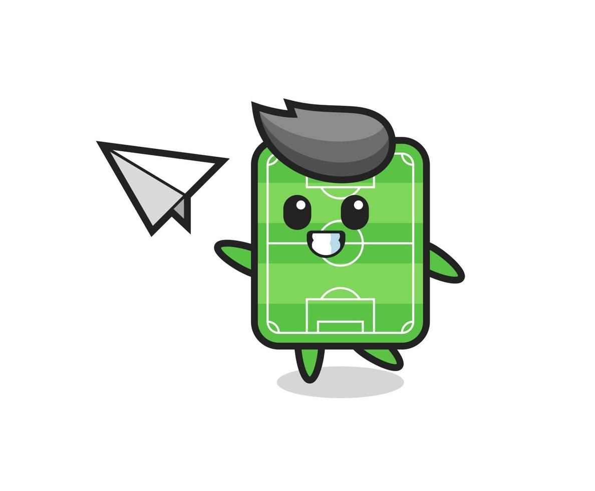 personaje de dibujos animados del campo de fútbol lanzando avi vector