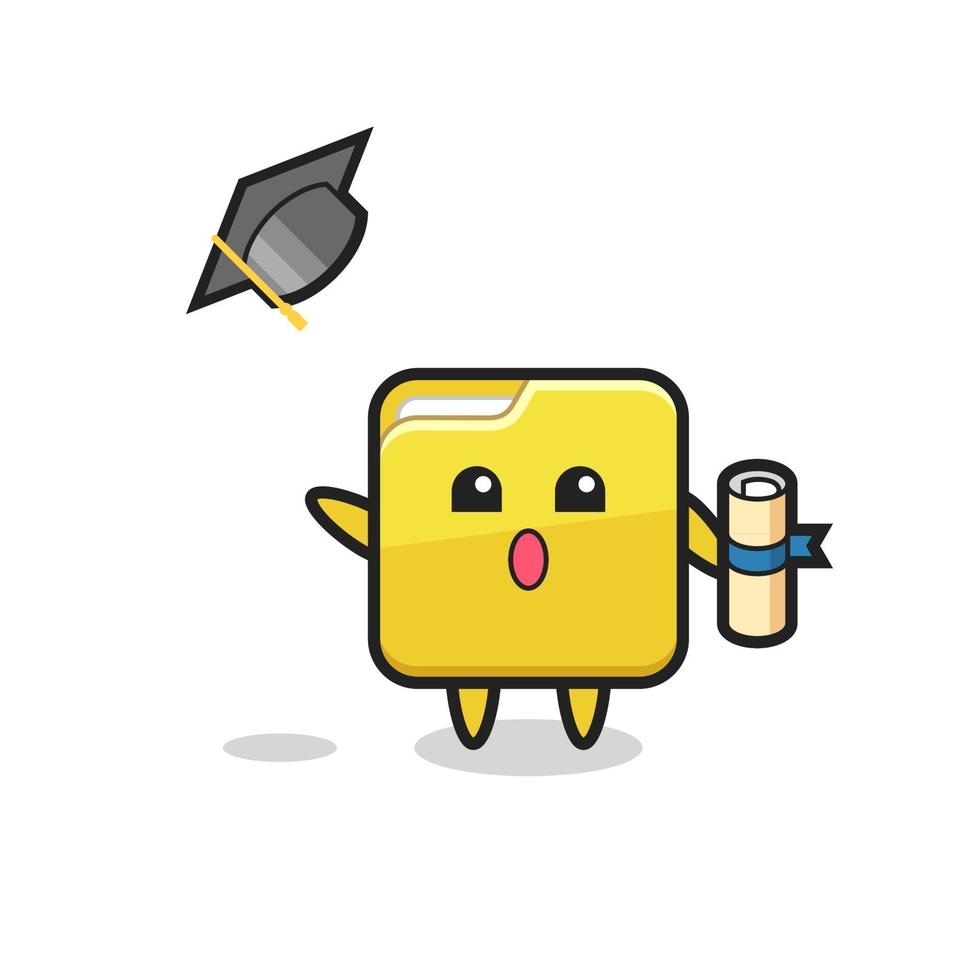 Illustration of folder cartoon throwing the hat at graduation vector