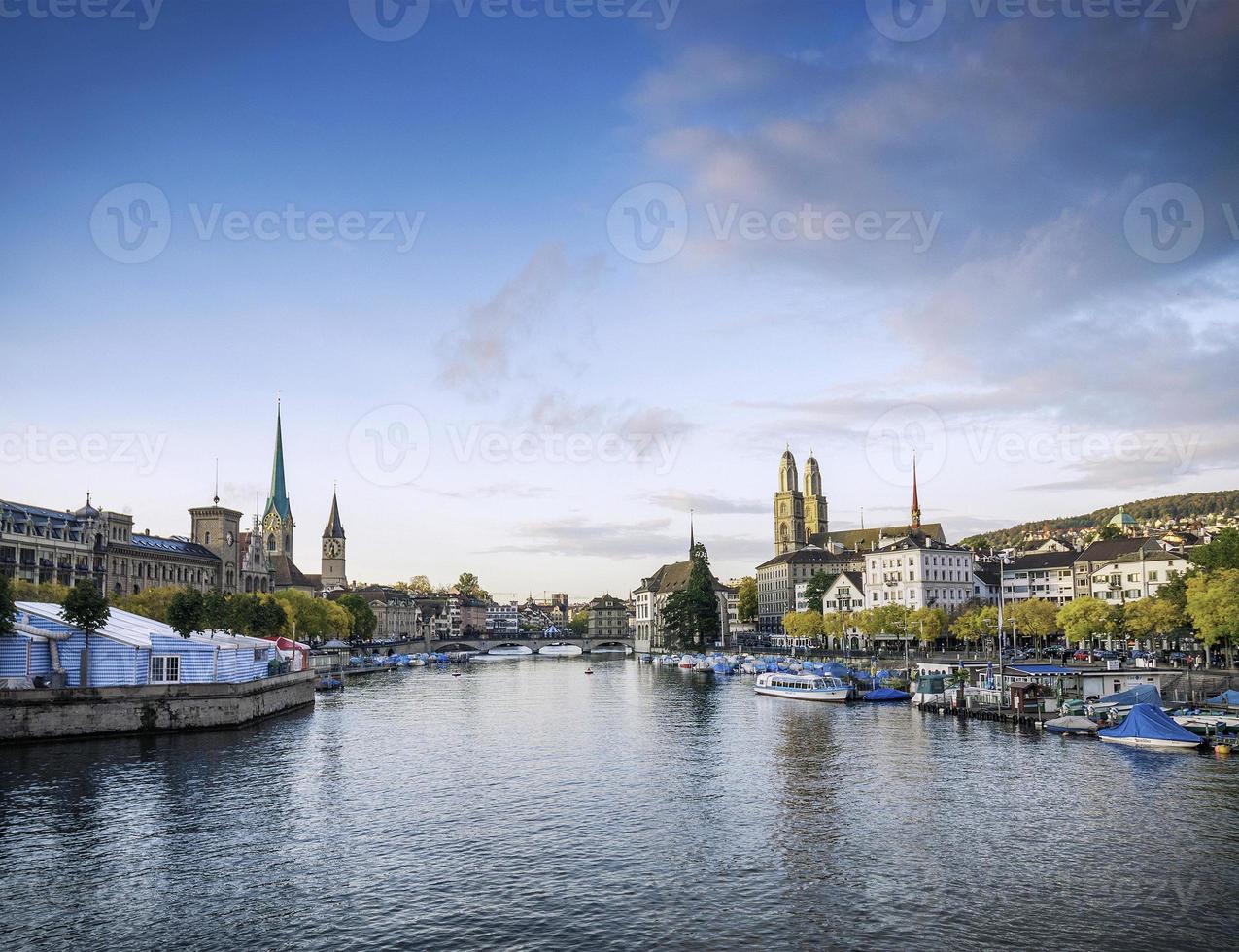 Limmat River in Central Zurich Altstadt historic landmark old town area photo
