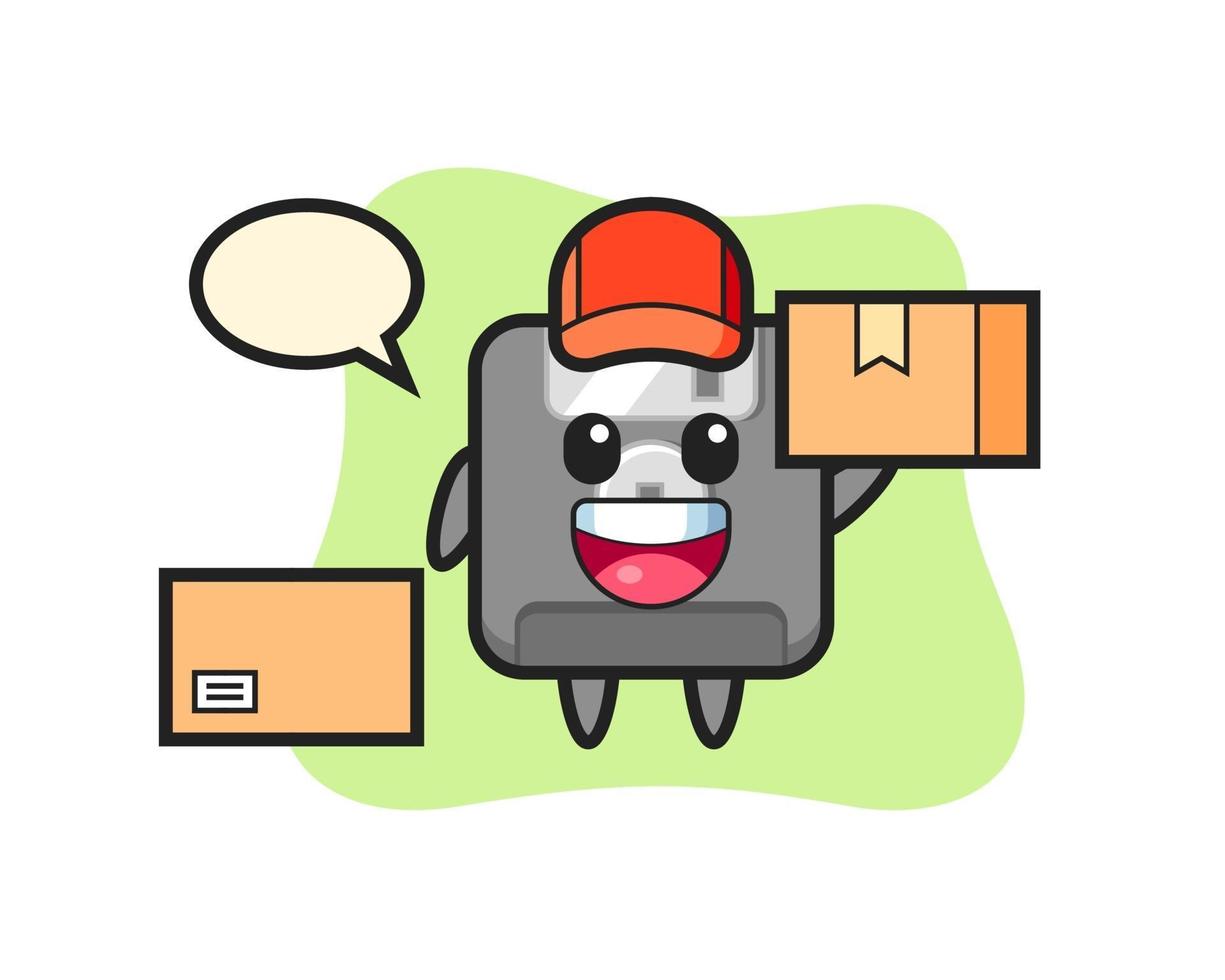 Mascot Illustration of floppy disk as a courier vector