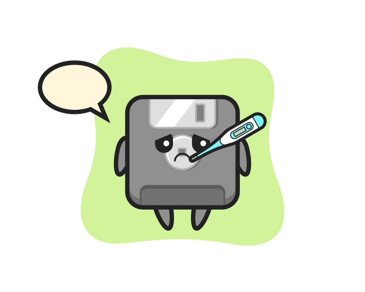 floppy disk mascot character with fever condition vector