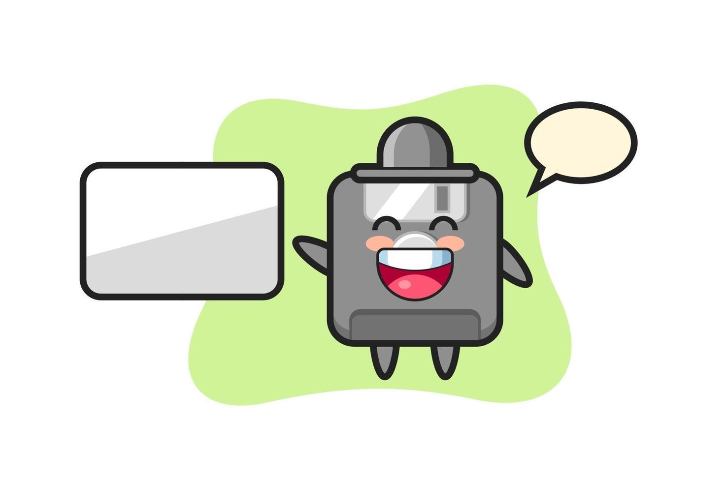 floppy disk cartoon illustration doing a presentation vector