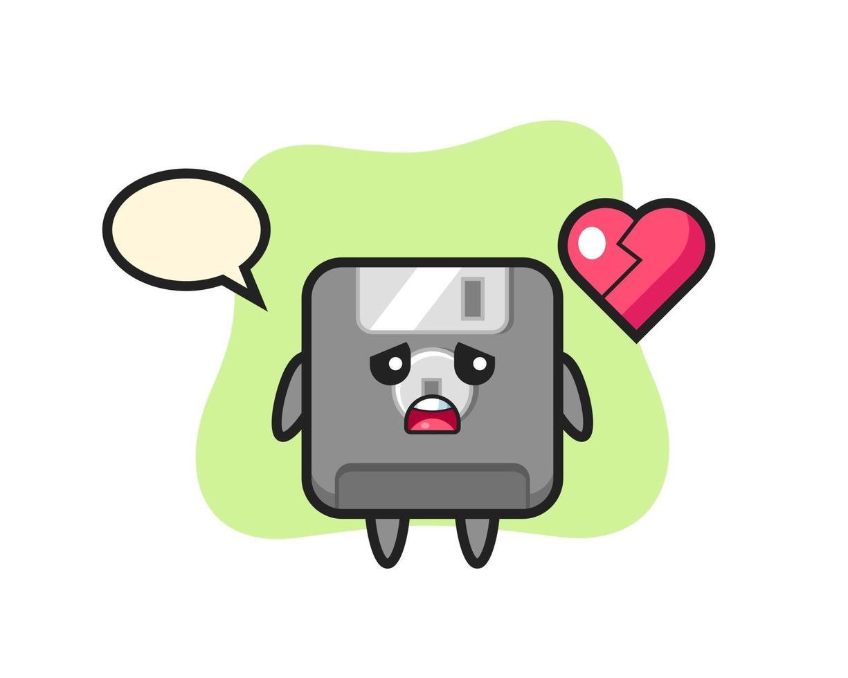 floppy disk cartoon illustration is broken heart vector