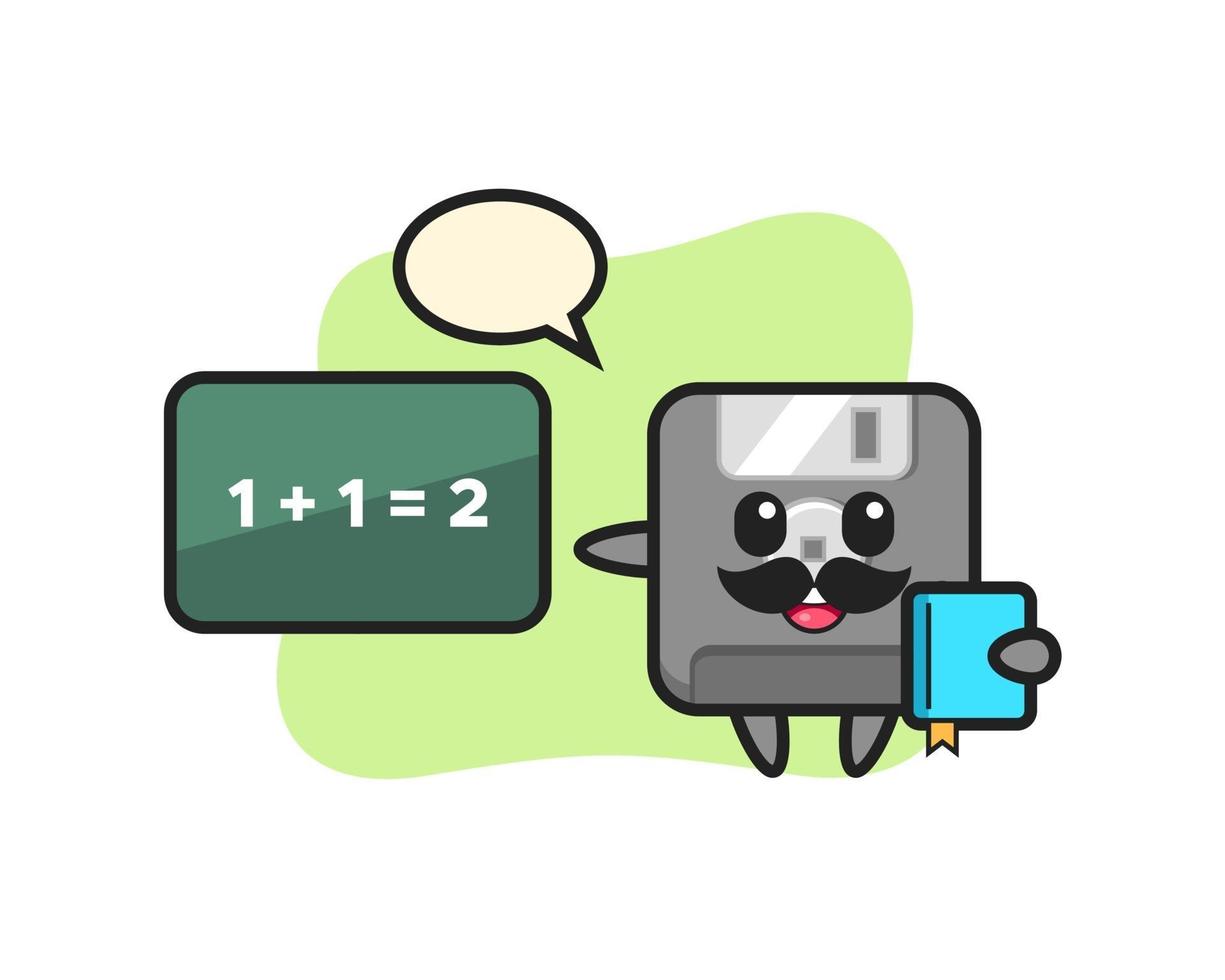 Illustration of floppy disk character as a teacher vector