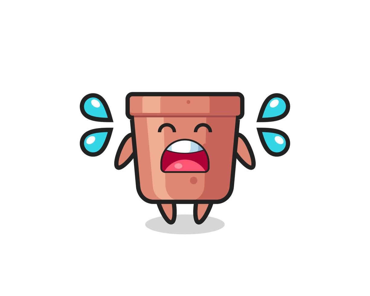 flowerpot cartoon illustration with crying gesture vector