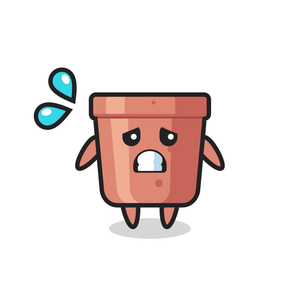 flowerpot mascot character with afraid gesture vector