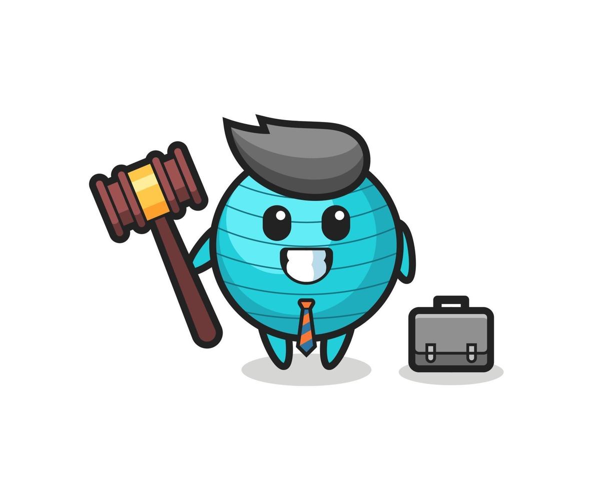 Ilustración de la mascota de la pelota de ejercicio como abogado vector