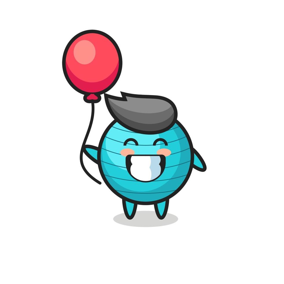 exercise ball mascot illustration is playing balloon vector