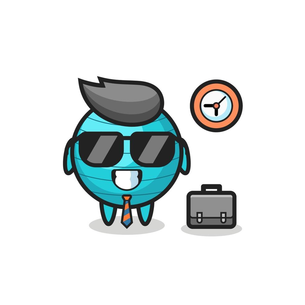 Cartoon mascot of exercise ball as a businessman vector