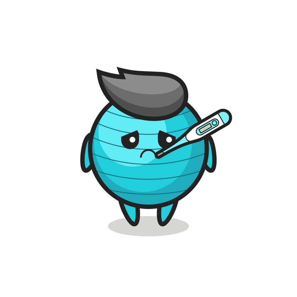 exercise ball mascot character with fever condition vector