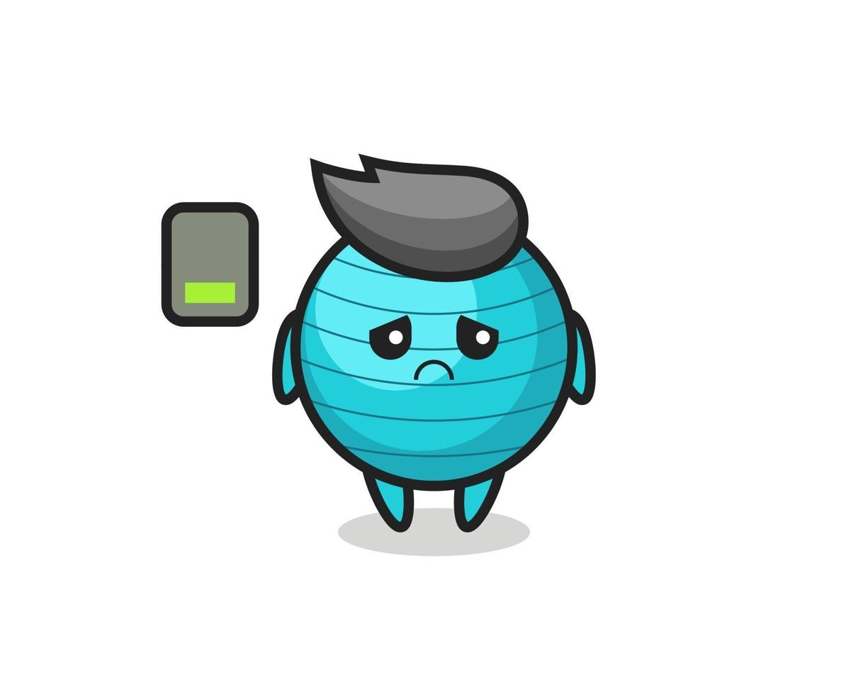 exercise ball mascot character doing a tired gesture vector