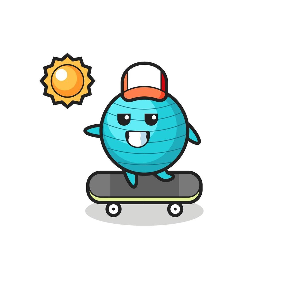 ilustración de personaje de bola de ejercicio andar en patineta vector