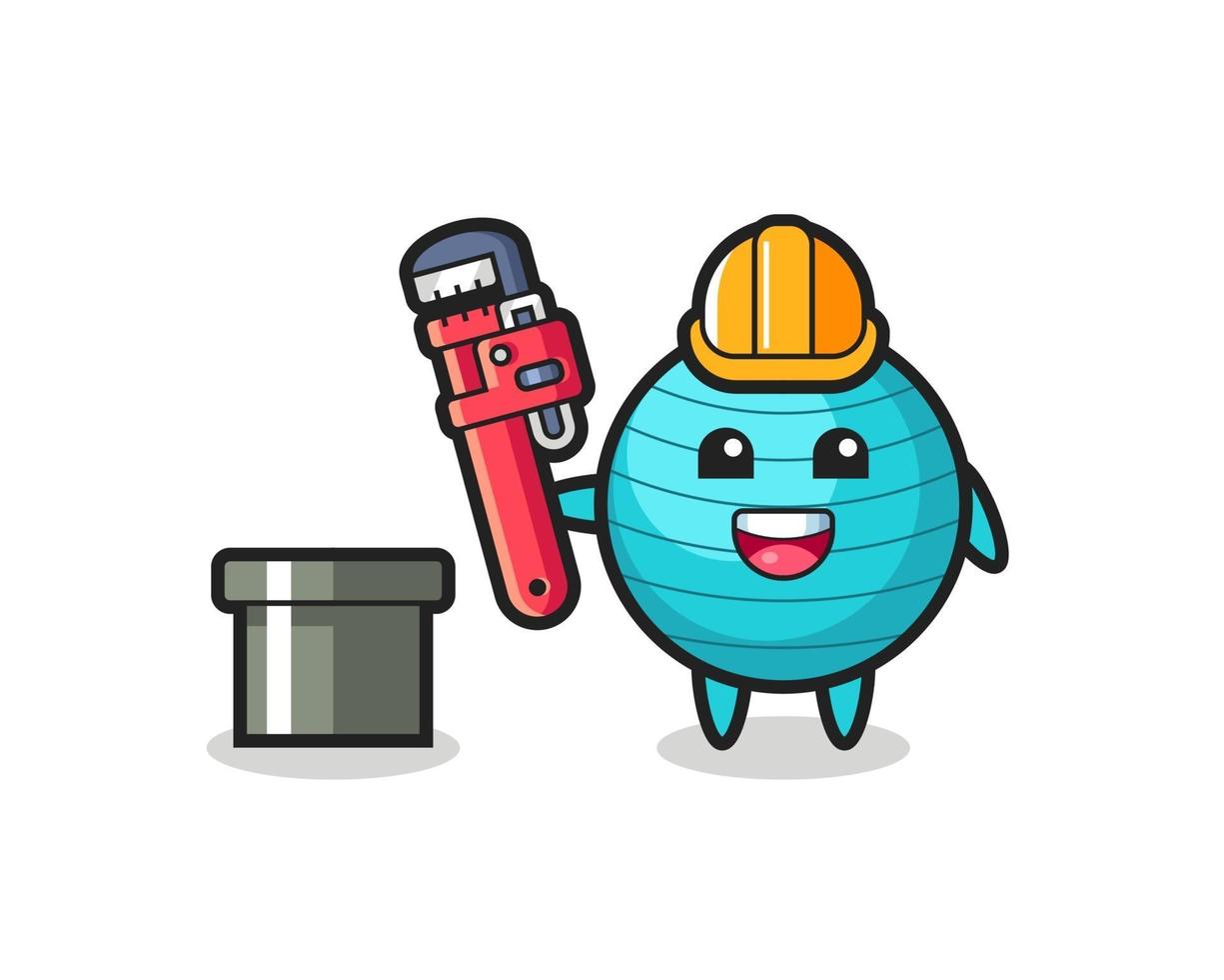 Character Illustration of exercise ball as a plumber vector