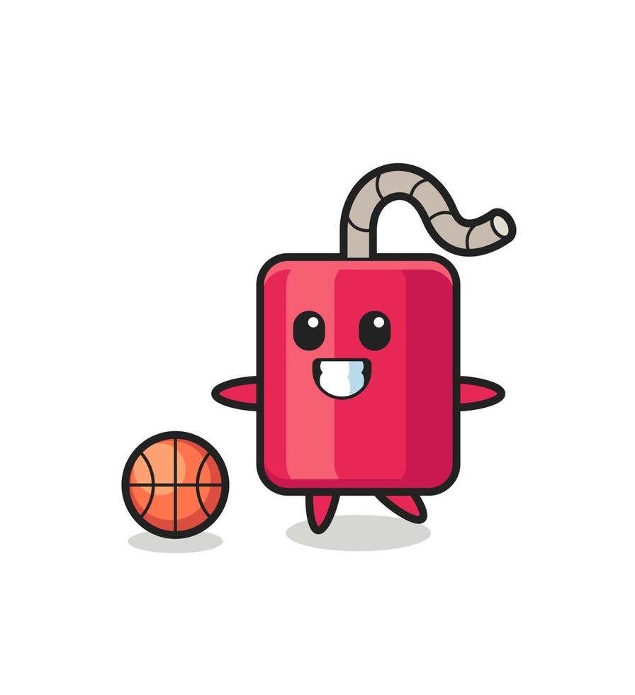 Illustration of dynamite cartoon is playing basketball vector