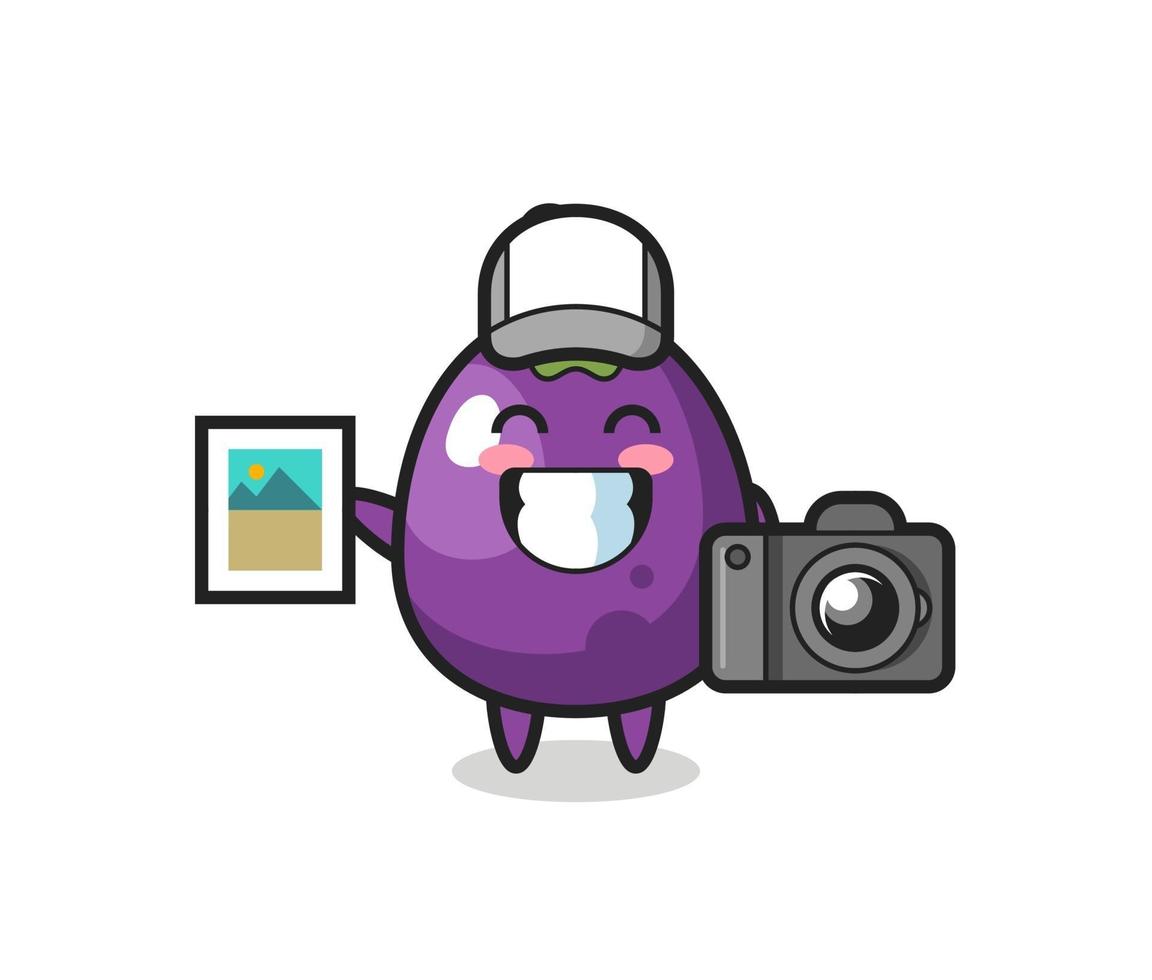 Character Illustration of eggplant as a photographer vector