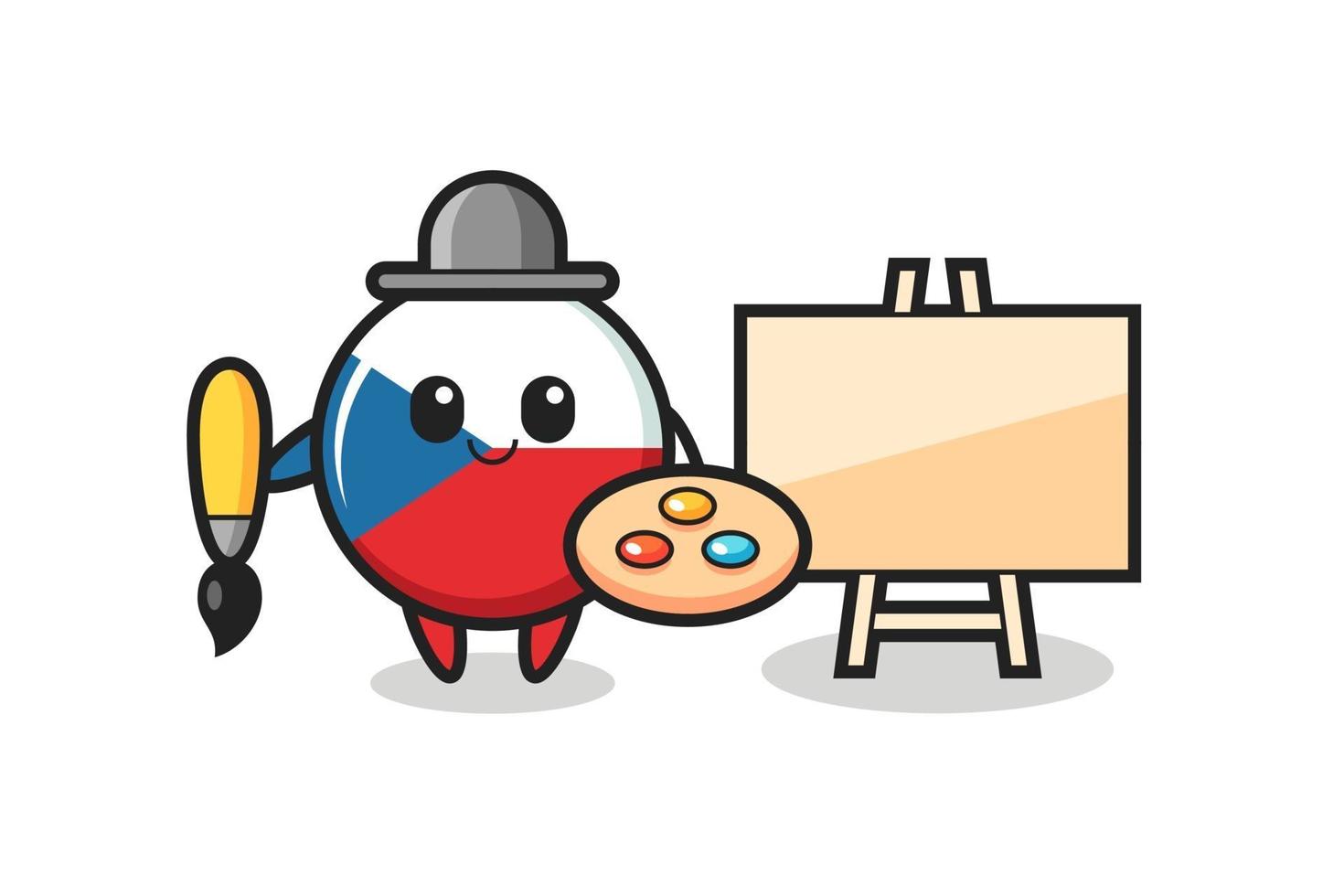 Illustration of czech flag badge mascot as a painter vector