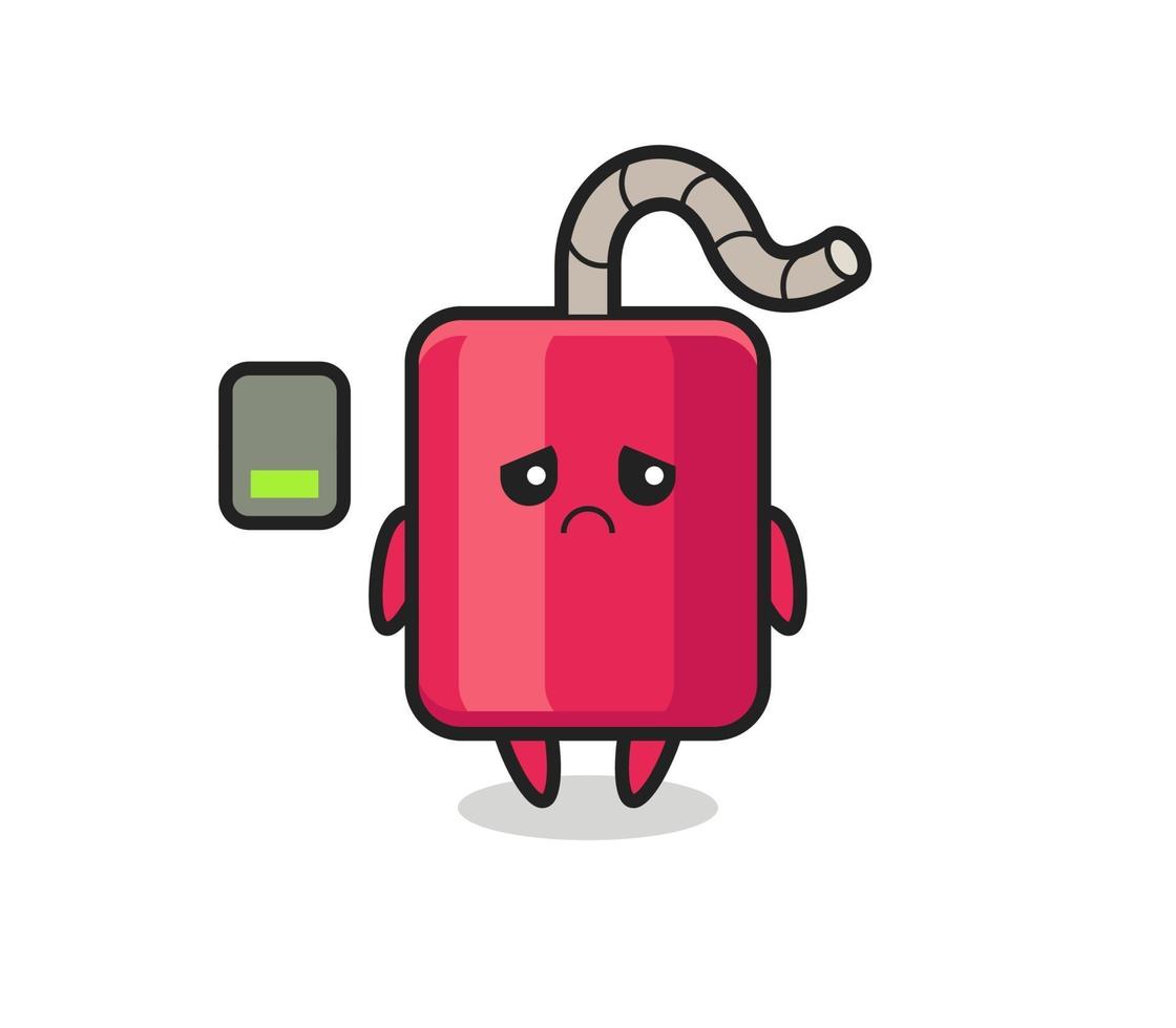 dynamite mascot character doing a tired gesture vector