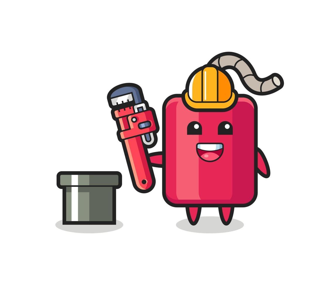 Character Illustration of dynamite as a plumber vector