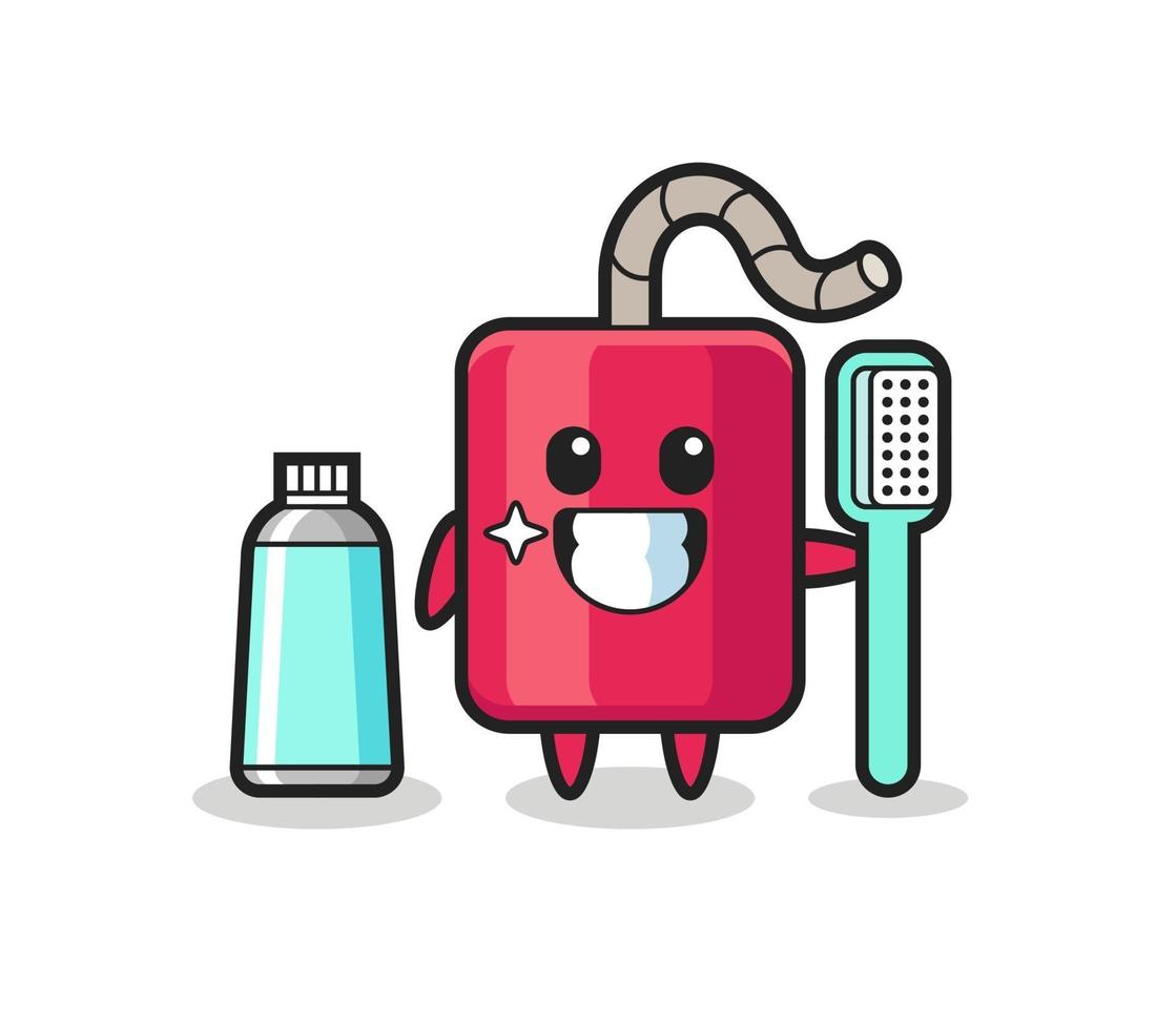 Mascot Illustration of dynamite with a toothbrush vector