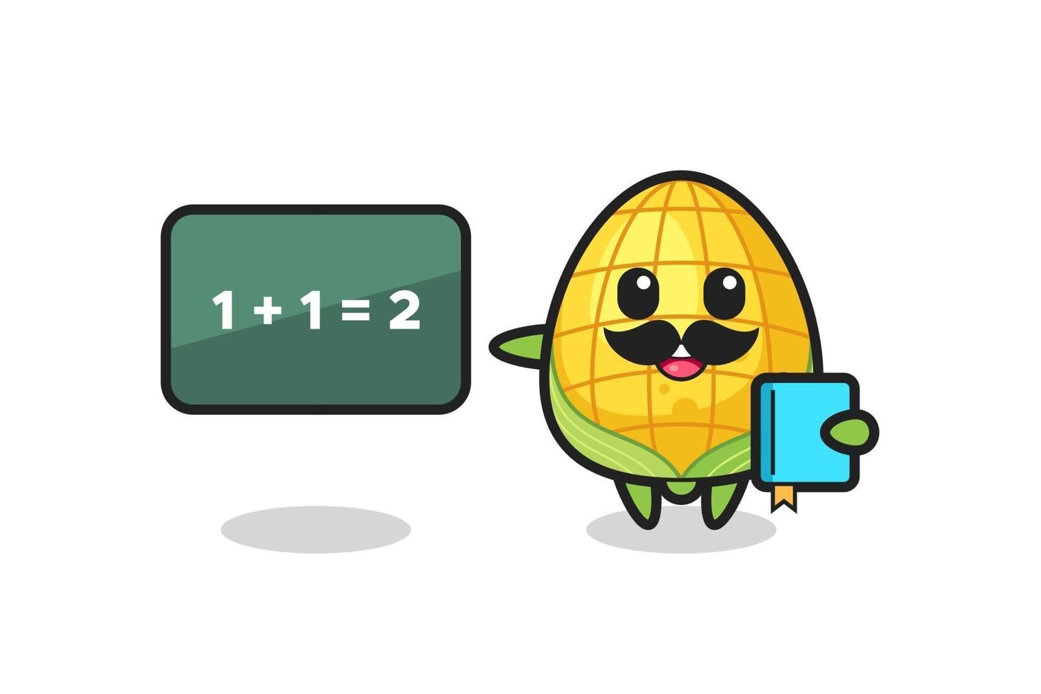 Illustration of corn character as a teacher vector