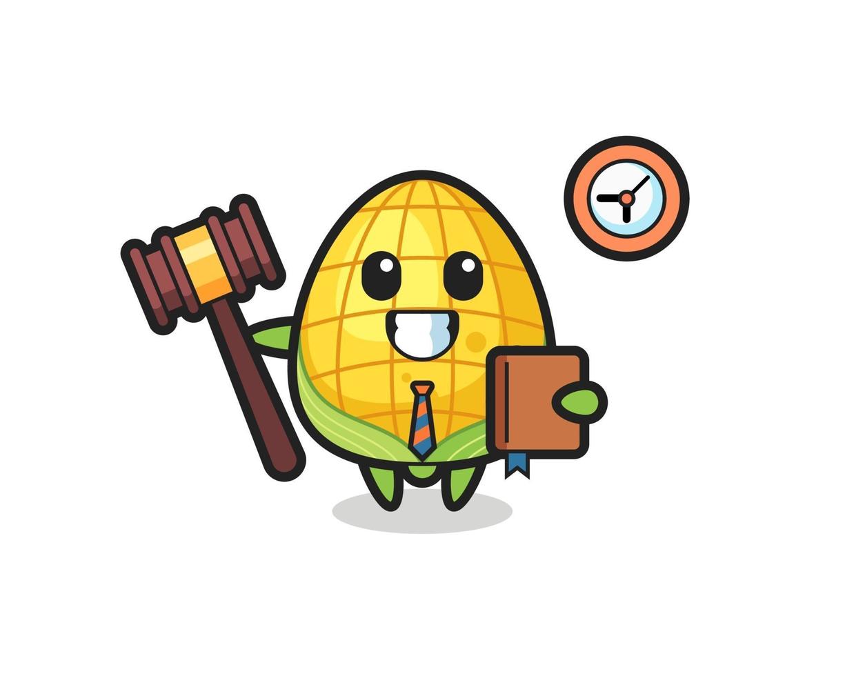 mascota de dibujos animados de maíz como juez vector