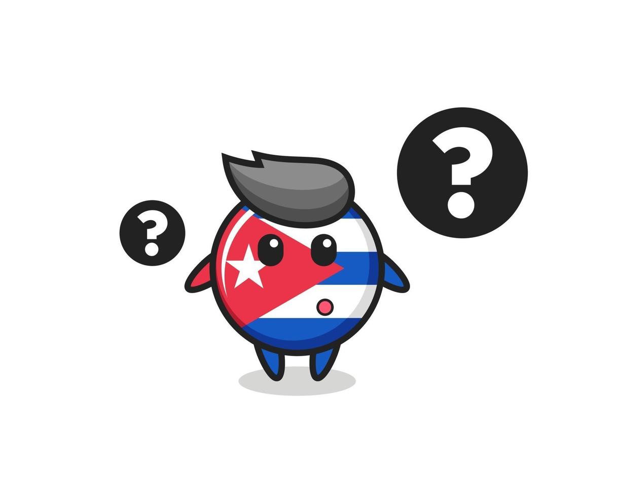 Cartoon Illustration of cuba flag badge with the question mark vector