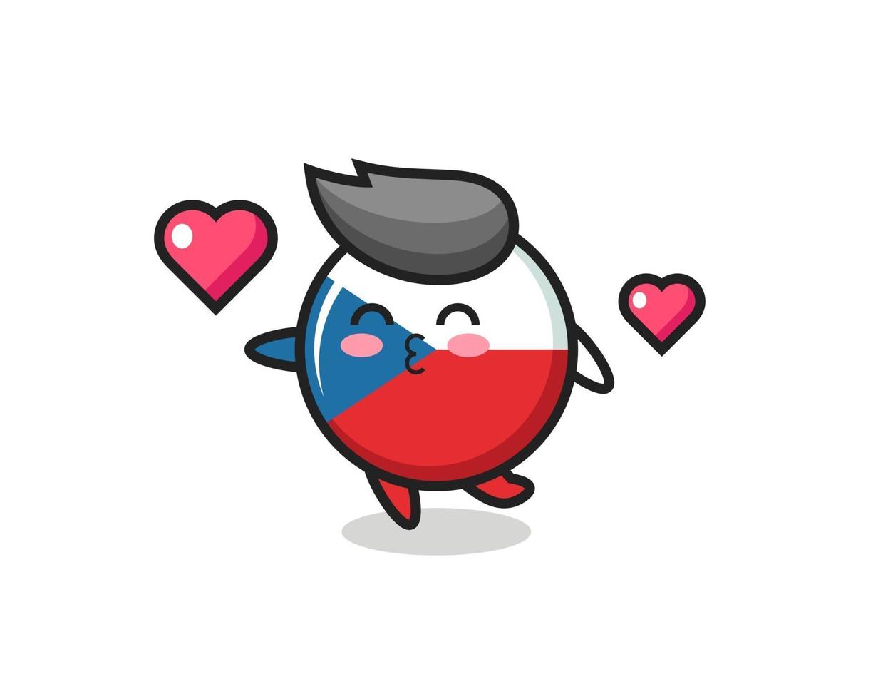 czech flag badge character cartoon with kissing gesture vector